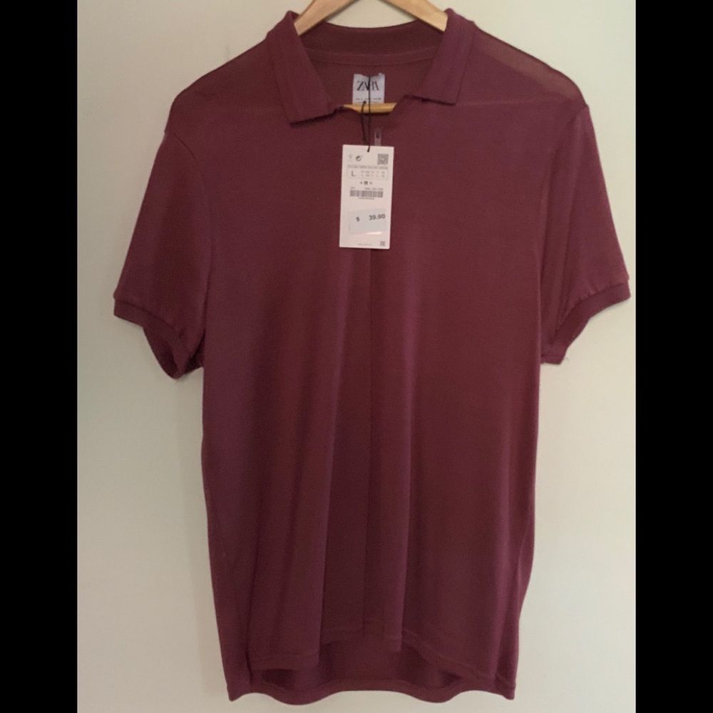 ZARA Short Sleeve Zip Neck Polo